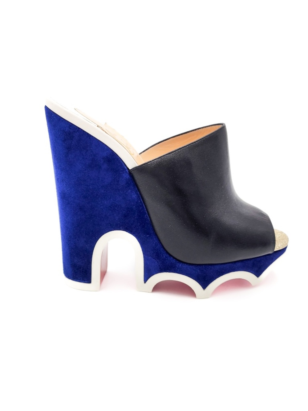 Christian Louboutin Suede Leather Platform Wedge Mule Sandals EU 37